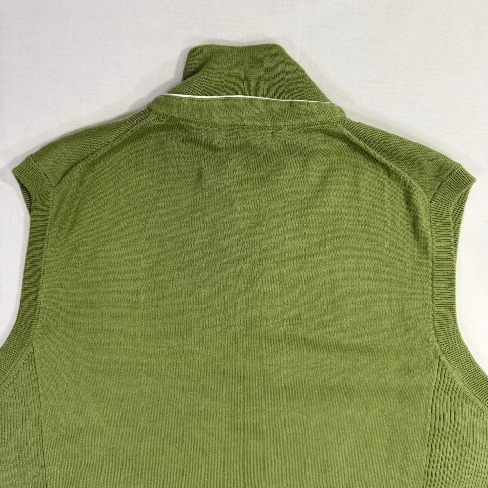 BOBBY JONES 1/4 ZIP PULLOVER SWEATER VEST GREEN MENS Sz Large 100% Cotton